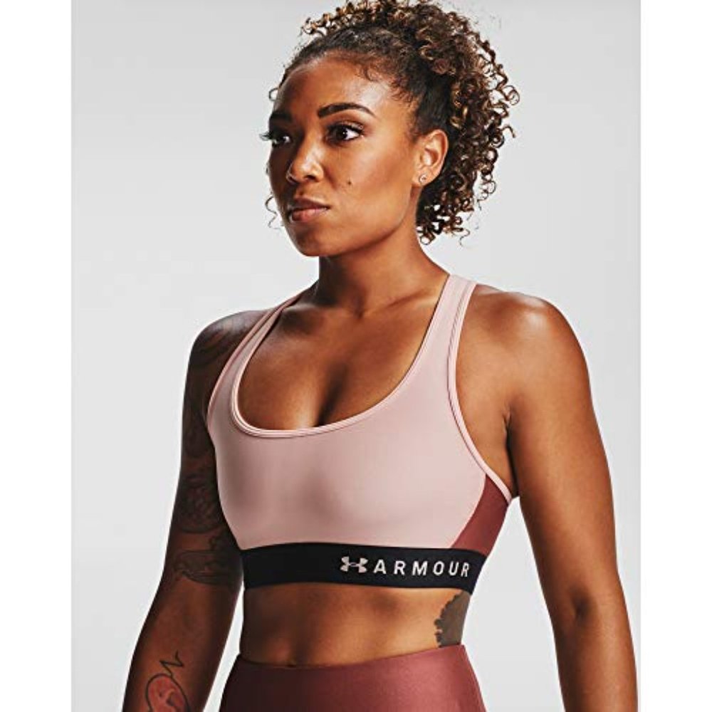 NWT Under Armour Mid Crossback Bra, Desert Rose/Cinna Red